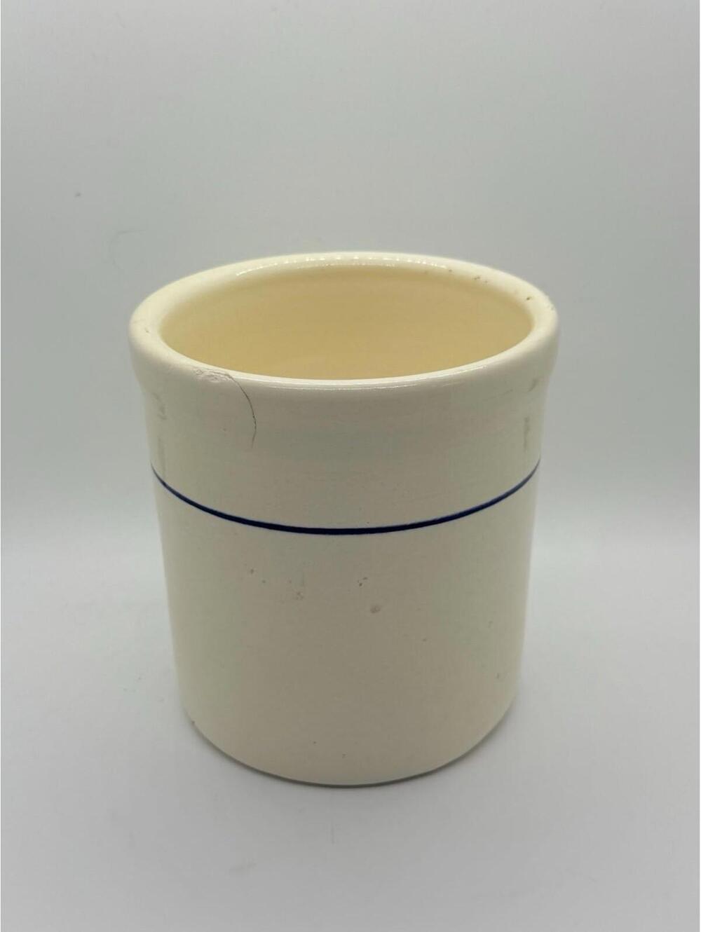 Vintage Gaetano Pottery Crock California USA White Blue Stripe 5.25" Farmhouse